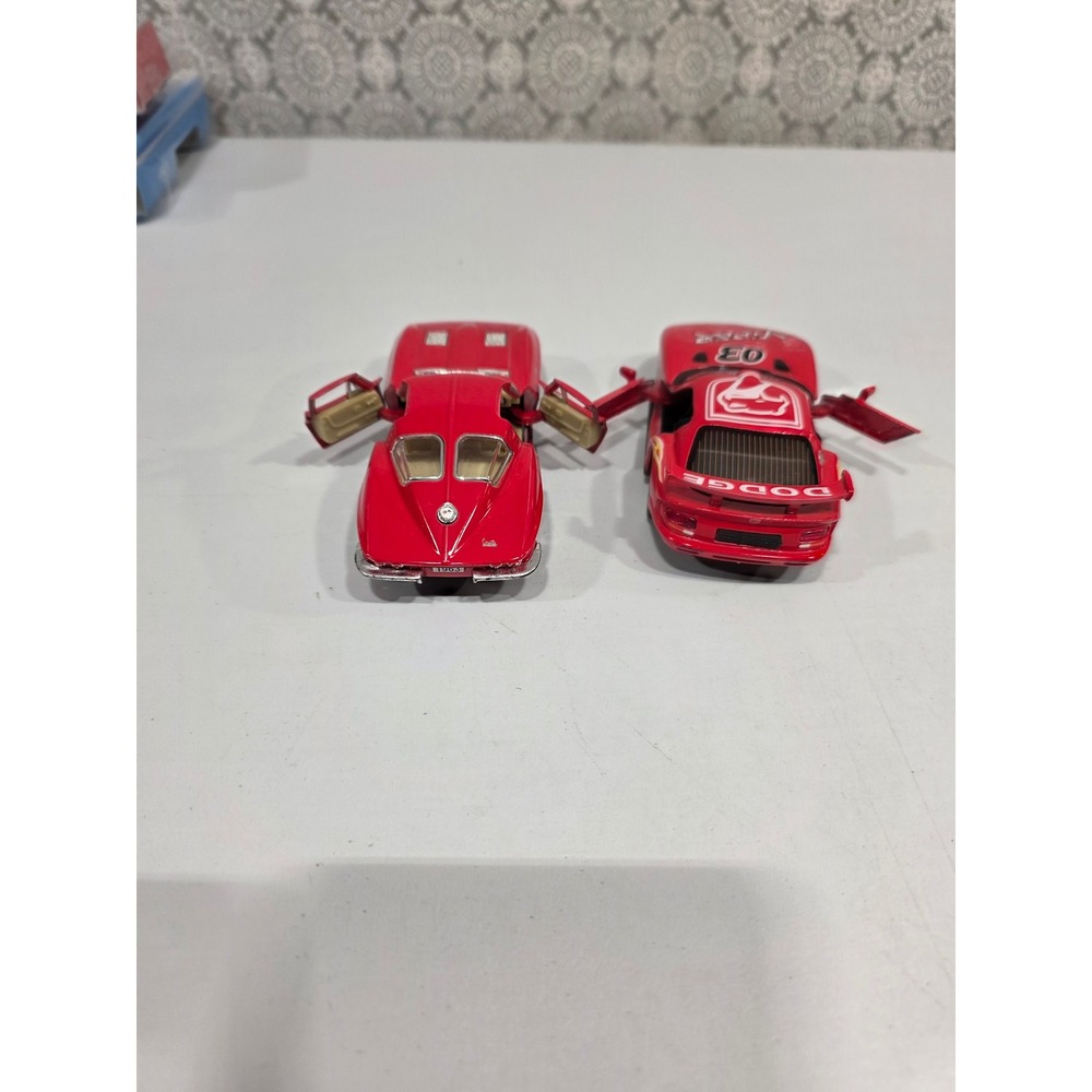 Set of 2 Kinsmart Red Diecast Toy Cars 1963 Corvette Stingray Dodge Viper 03, 5" - Picture 7 of 10